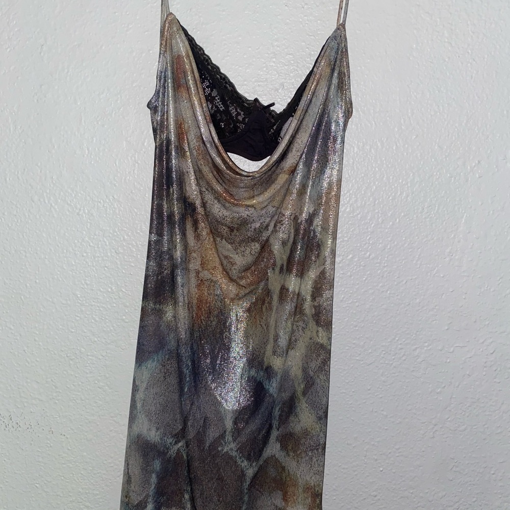 Jaded London Shimmering Silver and Black Dress